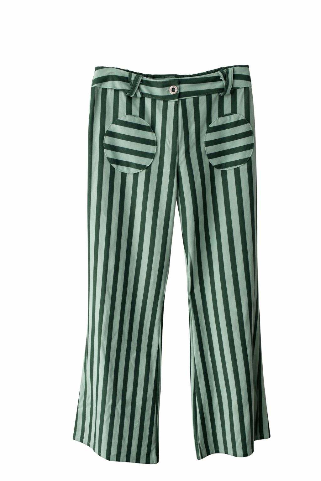 Pantalón de rayas mujer con bolsillos redondos y corte fluido. Diseño elegante, cómodo y favorecedor para looks actuales