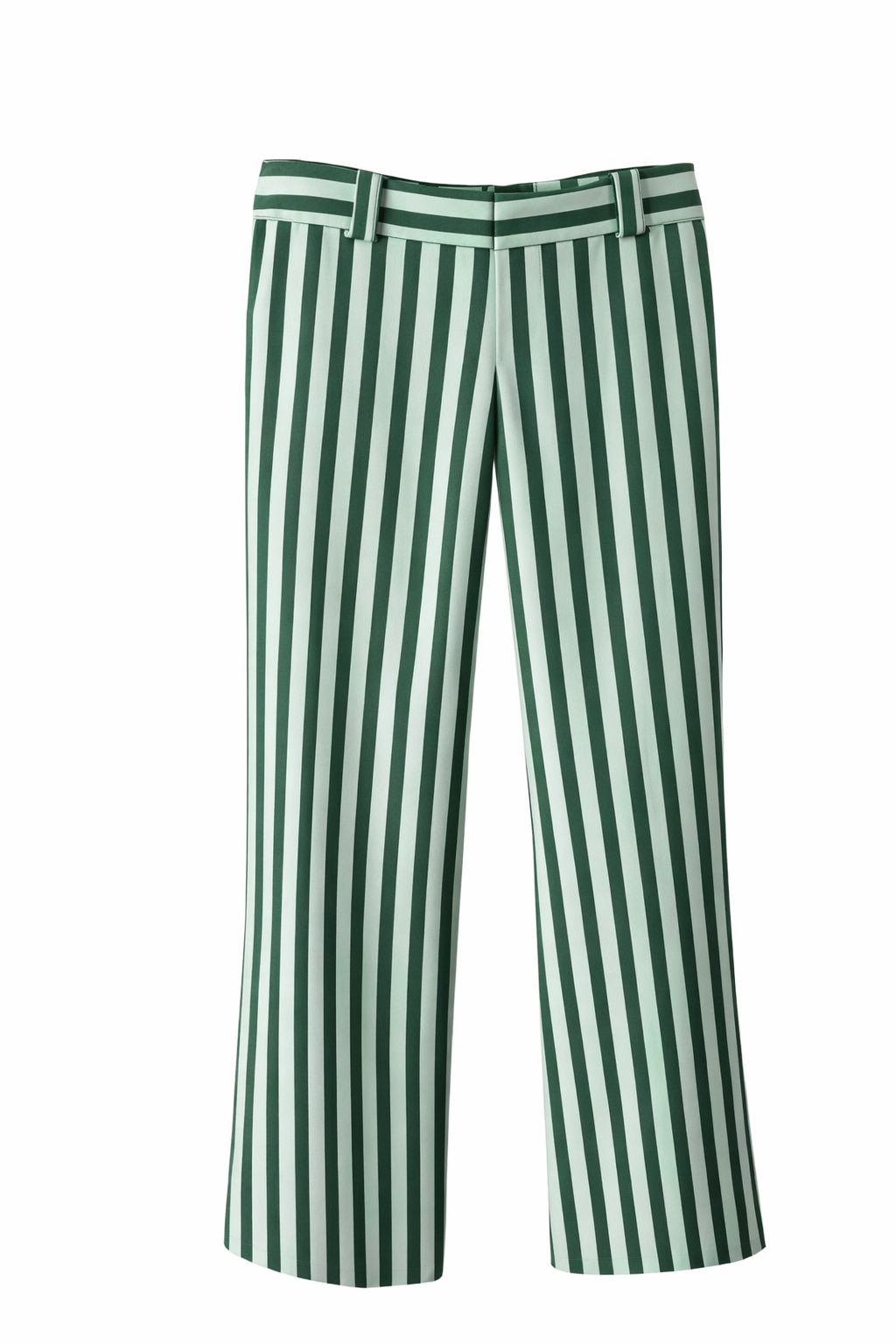 Pantalón de rayas mujer con bolsillos redondos y corte fluido. Diseño elegante, cómodo y favorecedor para looks actuales